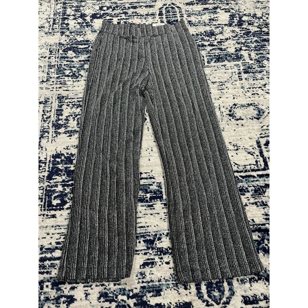 JM Collection Wide Leg Pants Striped Elasticated Waistband Casual Gray Size PM